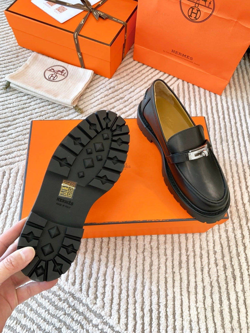 HM Icone Loafer Black Nappa Goat Leather 963174