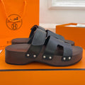 KOS CLOG IN BLACK CALFSKIN