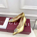 GG 26 High-Heeled 85 Pumps Gold Metallic Cowhide 587078
