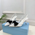 PRA 26S Pointed-Toe Slingback 75 White Mesh Sheepskin 631962