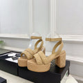 CC 26s HighHeeled Platform Sandals 85 Beige Sheepskin 631869