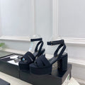CC 26s HighHeeled Platform Sandals 85 Black Striped Fabric 631870
