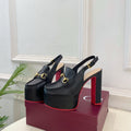 GG 26SS Platform Sandals 130 Black Sheepskin 640262