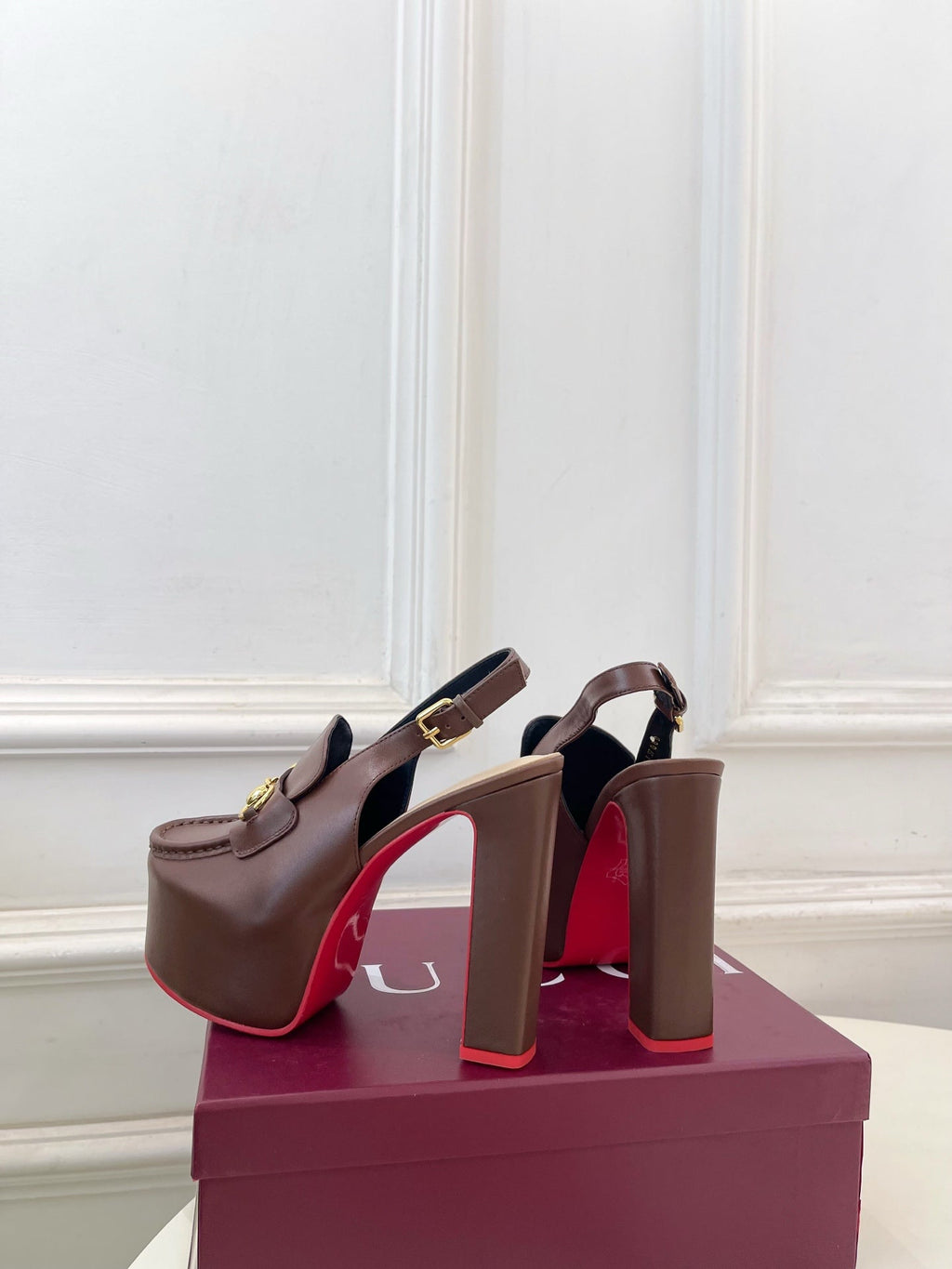 GG 26SS Platform Sandals 130 Brown Sheepskin 640265