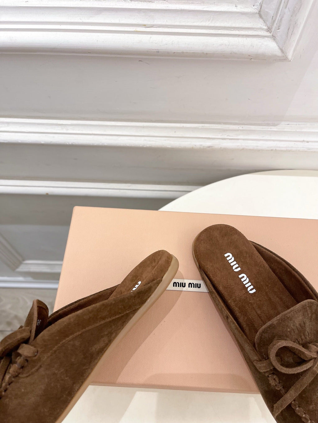 Miumiu 2026 Bow-tie Casual Loafers Brown Suede
